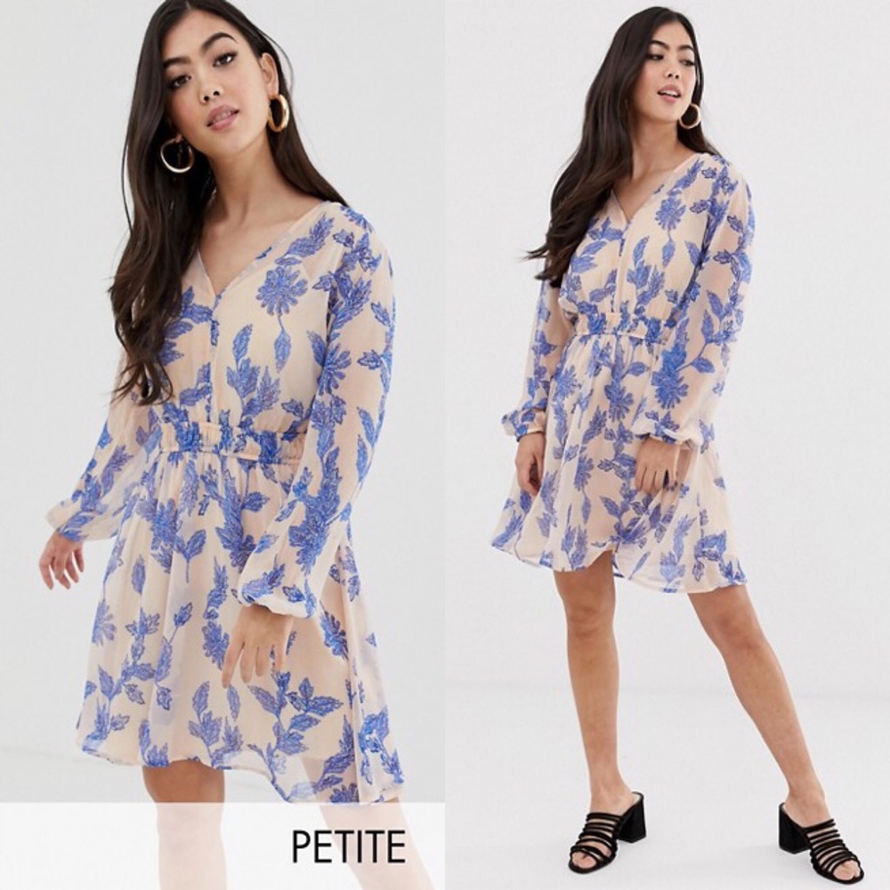 ASOS Y.A.S Petite long sleeve floral tea dress - Picture 1 of 3
